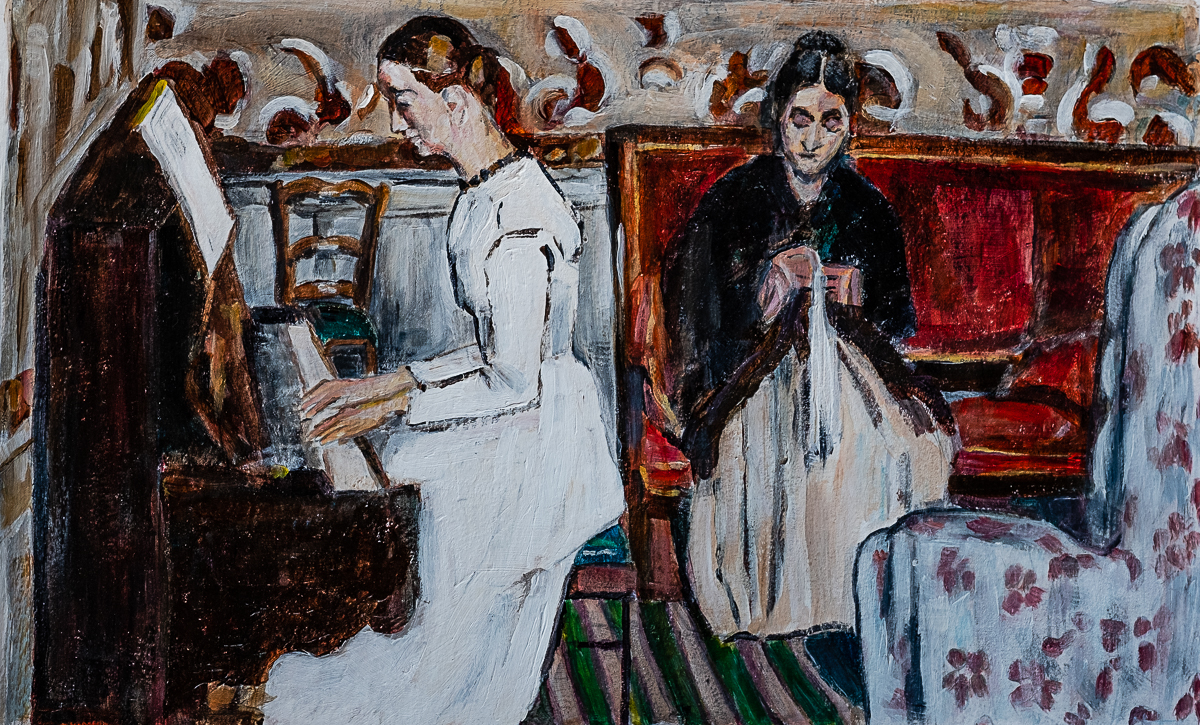 Copy of painting by Cézanne. T. King 2018, acrylic on paper, 10'' x 16''